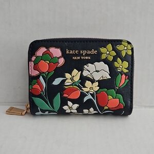 Kate Spade Black Multicolor Floral Wallet